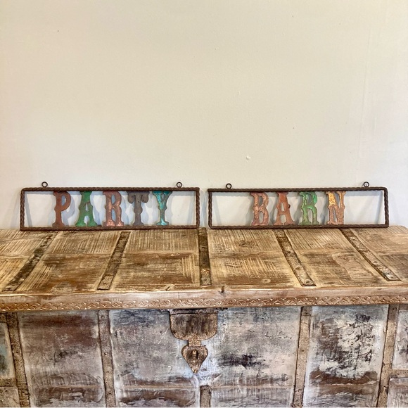 Party Barn Rusty Metal Sign Rebar Western Country Rustic Decor - Picture 2 of 16